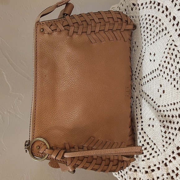 FRYE Meadow Mini Brown Crossbody Adjustable Strap Braided Detail 3 Compartments - Picture 4 of 15